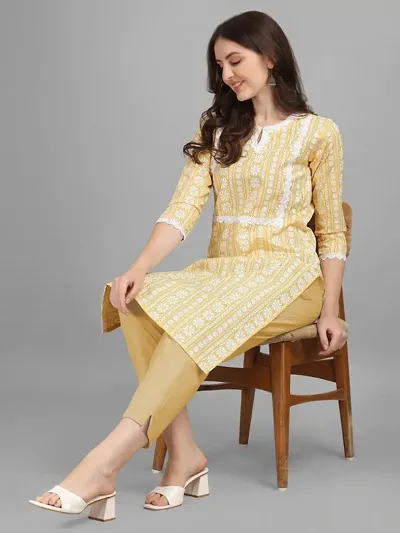 Stylish Cotton Blend Printed Kurta Bottom Set