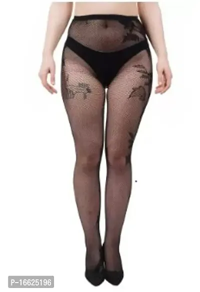 Stylish Black Net Elasticated Stockings For Women