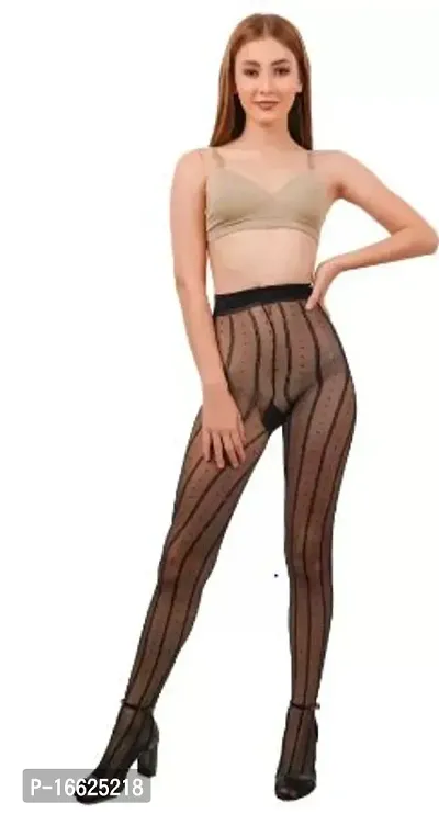 Buy Stylish Black Net Elasticated Stockings For Women Online In