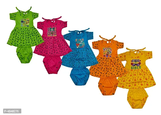 Stylish Multicoloured Cotton Printed Frock Bottom Set For Infants- Pack Of 5