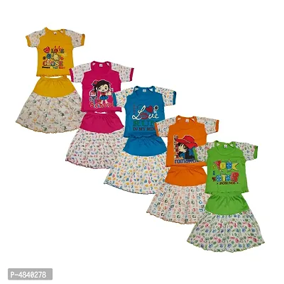 Stylish Multicoloured Cotton Printed Frock Bottom Set For Infants- Pack Of 5-thumb0