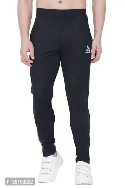 Fastoro Polyester Solid Logo Print Regular Fit Track Pants with Unique Design Comfortable for Men's (Color:-Black,Size:-M)-thumb0