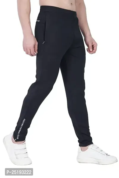 Fastoro Polyester Solid Logo Print Regular Fit Track Pants with Unique Design Comfortable for Men's (Color:-Black,Size:-M)-thumb3