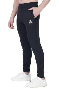 Fastoro Men's Unique Design Comfortable Polyester Solid Logo Print Regular Fit Track Pants/Trouser/Lower for Boy (Color:-Black,Size:-L)-thumb1