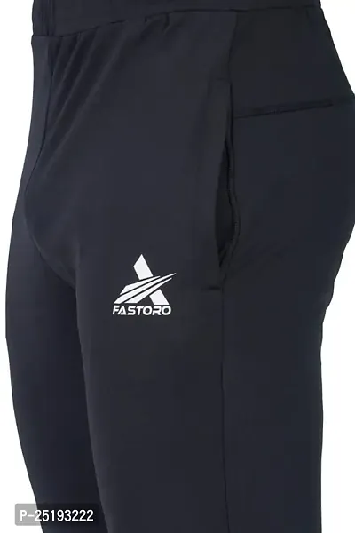 Fastoro Polyester Solid Logo Print Regular Fit Track Pants with Unique Design Comfortable for Men's (Color:-Black,Size:-M)-thumb4