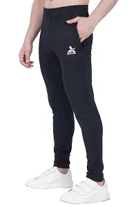 Fastoro Men's Unique Design Comfortable Polyester Solid Logo Print Regular Fit Track Pants/Trouser/Lower for Boy (Color:-Black,Size:-XXL)-thumb1