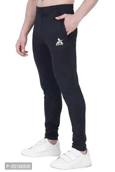 Fastoro Men's Unique Design Comfortable Polyester Solid Logo Print Regular Fit Track Pants/Trouser/Lower for Boy (Color:-Black,Size:-XXL)-thumb2