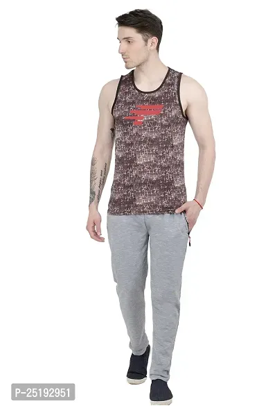 FASTORO-Men's Sleeveless Traning Top (Large) Brown-thumb5