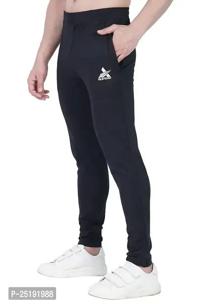 Fastoro Men's Unique Design Comfortable Polyester Solid Logo Print Regular Fit Track Pants/Trouser/Lower for Boy (Color:-Black,Size:-XL)-thumb2