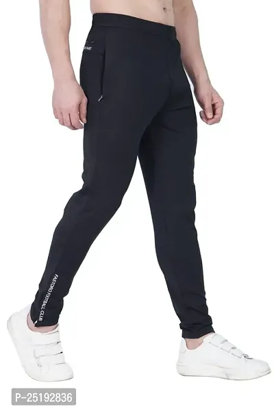 Fastoro Men's Unique Design Comfortable Polyester Solid Logo Print Regular Fit Track Pants/Trouser/Lower for Boy (Color:-Black,Size:-XXL)-thumb3