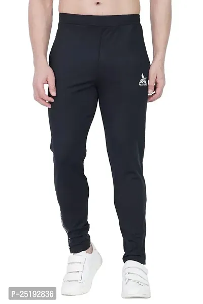Fastoro Men's Unique Design Comfortable Polyester Solid Logo Print Regular Fit Track Pants/Trouser/Lower for Boy (Color:-Black,Size:-XXL)