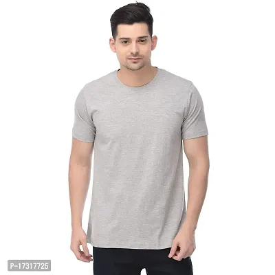 BAZARVILLE Branded Round Neck Plain T Shirts for Men  Women Boys  Girls 100% Pure Cotton Regular Slim Fit T Shirts Round Neck Half Sleeve for Casual Wear in Summer - Grey Melange - Pack of One?-thumb0