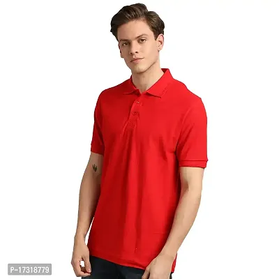 BAZARVILLE Branded Men's Cotton Regular Fit Collar T Shirts Without Pocket (Polo-Tshirt-RED-S, RED, S)-thumb3