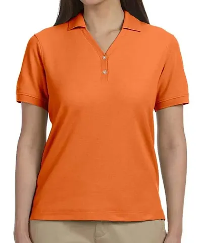 Cotton Solid Polo T-Shirt For Women