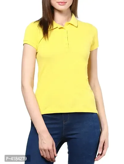 Stylish Solid Polo Neck T-shirt For Women
