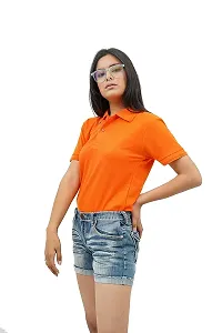 BAZARVILLE Branded Women's Regular Fit Collar T Shirts Plain Solid Design Cotton Blend Polo T Shirt for Girls Without Pocket for Casual wear in Summer  Winter - 17 Colours - Pack of 1-thumb3