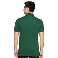 BAZARVILLE Branded Men's Regular Fit Collar T Shirts Plain Solid Design Cotton Blend Polo T Shirt for Boys Without Pocket for Casual wear in Summer  Winter - Bottle Green Colour - Pack of 1-thumb3