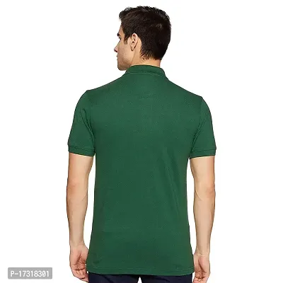 BAZARVILLE Branded Men's Regular Fit Collar T Shirts Plain Solid Design Cotton Blend Polo T Shirt for Boys Without Pocket for Casual wear in Summer  Winter - Bottle Green Colour - Pack of 1-thumb4