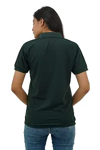 BAZARVILLE Branded Women's Regular Fit Collar T Shirts Plain Solid Design Cotton Blend Polo T Shirt for Girls Without Pocket for Casual wear in Summer  Winter - Bottle Green Colour - Pack of 1-thumb4