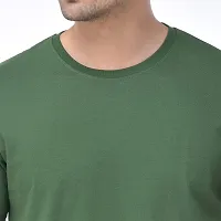 BAZARVILLE Branded Round Neck Plain T Shirts for Men  Women Boys  Girls 100% Pure Cotton Regular Slim Fit T Shirts Round Neck Half Sleeve for Casual Wear in Summer - Weed Green - Pack of One?-thumb3