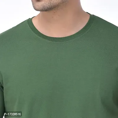 BAZARVILLE Branded Round Neck Plain T Shirts for Men  Women Boys  Girls 100% Pure Cotton Regular Slim Fit T Shirts Round Neck Half Sleeve for Casual Wear in Summer - Weed Green - Pack of One?-thumb4