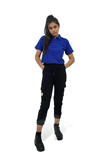 BAZARVILLE Branded Women's Regular Fit Collar T Shirts Plain Solid Design Cotton Blend Polo T Shirt for Girls Without Pocket for Casual wear in Summer  Winter - Royal Blue Colour - Pack of 1-thumb1