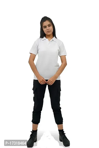 BAZARVILLE Branded Women's Regular Fit Collar T Shirts Plain Solid Design Cotton Blend Polo T Shirt for Girls Without Pocket for Casual wear in Summer  Winter - 17 Colours - Pack of 1-thumb3