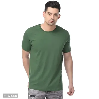 BAZARVILLE Branded Round Neck Plain T Shirts for Men  Women Boys  Girls 100% Pure Cotton Regular Slim Fit T Shirts Round Neck Half Sleeve for Casual Wear in Summer - Weed Green - Pack of One?