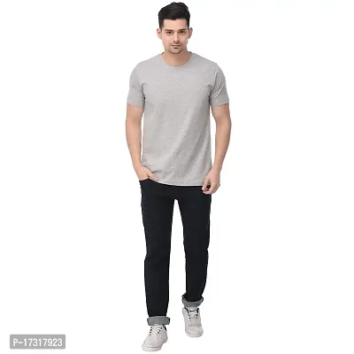 BAZARVILLE Branded Cotton Round Neck Plain T Shirts for Men  Women (BV-BLTY-PLAIN-XS-33, Grey, XS)-thumb2