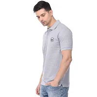 BAZARVILLE Branded Solid Regular Fit Polo Camo T Shirts for Men Boys 100% Pure Cotton Slim Fit T Shirts Camouflage Prints Half Sleeve for Casual Wear in Summer - Grey - Pack of OneEcirc;-thumb1