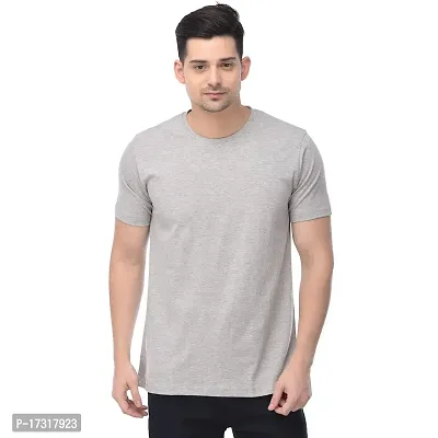 BAZARVILLE Branded Cotton Round Neck Plain T Shirts for Men  Women (BV-BLTY-PLAIN-XS-33, Grey, XS)-thumb0