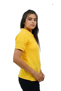 BAZARVILLE Branded Women's Regular Fit Collar T Shirts Plain Solid Design Cotton Blend Polo T Shirt for Girls Without Pocket for Casual wear in Summer  Winter - 17 Colours - Pack of 1-thumb2