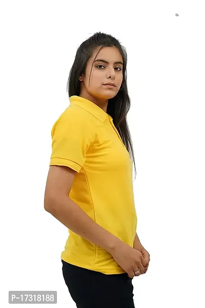 BAZARVILLE Branded Women's Regular Fit Collar T Shirts Plain Solid Design Cotton Blend Polo T Shirt for Girls Without Pocket for Casual wear in Summer  Winter - 17 Colours - Pack of 1-thumb3