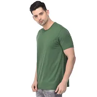 BAZARVILLE Branded Round Neck Plain T Shirts for Men  Women Boys  Girls 100% Pure Cotton Regular Slim Fit T Shirts Round Neck Half Sleeve for Casual Wear in Summer - Weed Green- XS - Pack of One?-thumb1