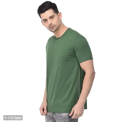 BAZARVILLE Branded Round Neck Plain T Shirts for Men  Women Boys  Girls 100% Pure Cotton Regular Slim Fit T Shirts Round Neck Half Sleeve for Casual Wear in Summer - Weed Green- XS - Pack of One?-thumb2