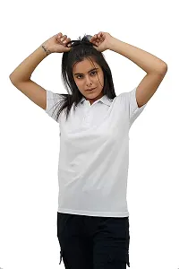 BAZARVILLE Branded Women's Regular Fit Collar T Shirts Plain Solid Design Cotton Blend Polo T Shirt for Girls Without Pocket for Casual wear in Summer  Winter - 17 Colours - Pack of 1-thumb3