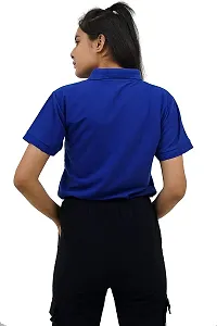 BAZARVILLE Branded Women's Regular Fit Collar T Shirts Plain Solid Design Cotton Blend Polo T Shirt for Girls Without Pocket for Casual wear in Summer  Winter - Royal Blue Colour - Pack of 1-thumb4