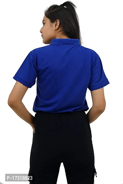 BAZARVILLE Branded Women's Regular Fit Collar T Shirts Plain Solid Design Cotton Blend Polo T Shirt for Girls Without Pocket for Casual wear in Summer  Winter - Royal Blue Colour - Pack of 1-thumb5