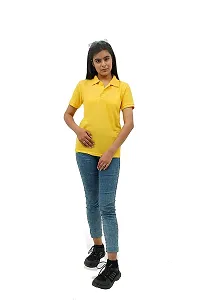 BAZARVILLE Branded Women's Regular Fit Collar T Shirts Plain Solid Design Cotton Blend Polo T Shirt for Girls Without Pocket for Casual wear in Summer  Winter - 17 Colours - Pack of 1-thumb1