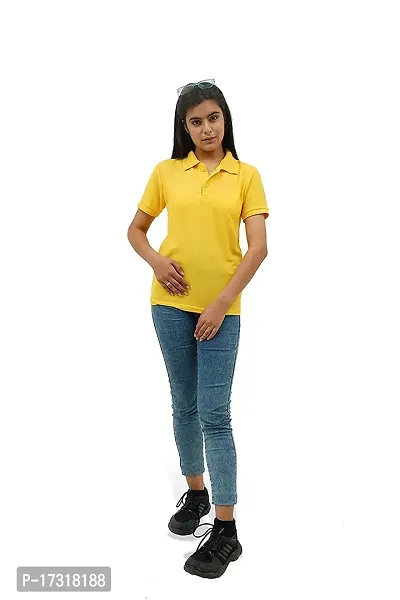 BAZARVILLE Branded Women's Regular Fit Collar T Shirts Plain Solid Design Cotton Blend Polo T Shirt for Girls Without Pocket for Casual wear in Summer  Winter - 17 Colours - Pack of 1-thumb2