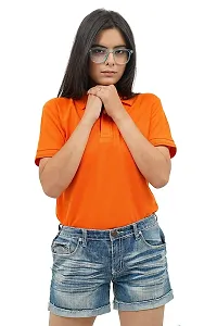 BAZARVILLE Branded Women's Regular Fit Collar T Shirts Plain Solid Design Cotton Blend Polo T Shirt for Girls Without Pocket for Casual wear in Summer  Winter - 17 Colours - Pack of 1-thumb2