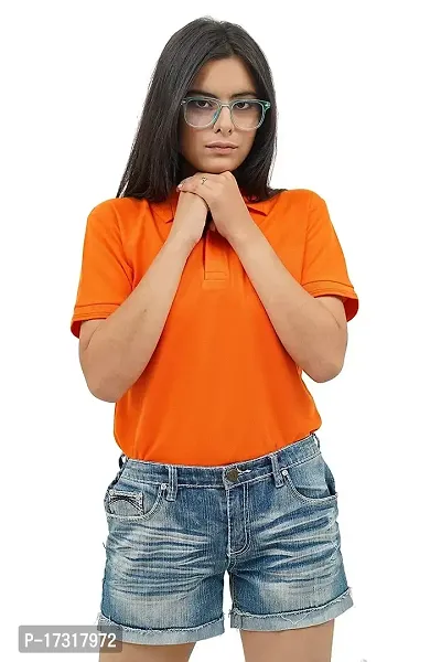 BAZARVILLE Branded Women's Regular Fit Collar T Shirts Plain Solid Design Cotton Blend Polo T Shirt for Girls Without Pocket for Casual wear in Summer  Winter - 17 Colours - Pack of 1-thumb3