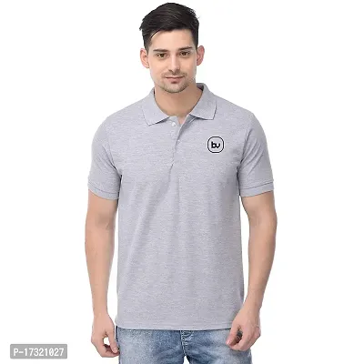 BAZARVILLE Branded Solid Regular Fit Polo Camo T Shirts for Men Boys 100% Pure Cotton Slim Fit T Shirts Camouflage Prints Half Sleeve for Casual Wear in Summer - Grey - Pack of OneEcirc;