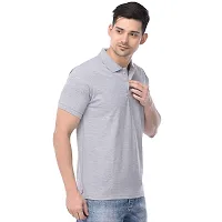 BAZARVILLE Branded Solid Regular Fit Polo Camo T Shirts for Men Boys 100% Pure Cotton Slim Fit T Shirts Camouflage Prints Half Sleeve for Casual Wear in Summer - Grey - Pack of OneEcirc;-thumb2