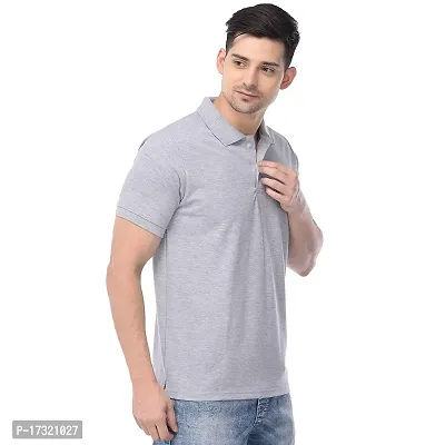 BAZARVILLE Branded Solid Regular Fit Polo Camo T Shirts for Men Boys 100% Pure Cotton Slim Fit T Shirts Camouflage Prints Half Sleeve for Casual Wear in Summer - Grey - Pack of OneEcirc;-thumb3