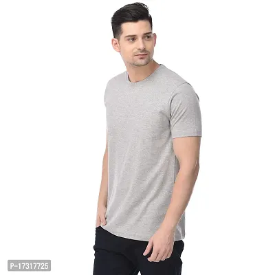 BAZARVILLE Branded Round Neck Plain T Shirts for Men  Women Boys  Girls 100% Pure Cotton Regular Slim Fit T Shirts Round Neck Half Sleeve for Casual Wear in Summer - Grey Melange - Pack of One?-thumb3