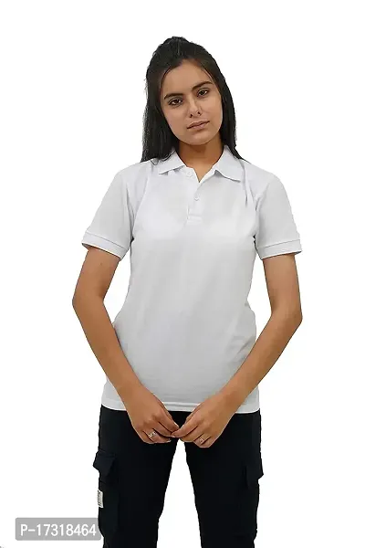 BAZARVILLE Branded Women's Regular Fit Collar T Shirts Plain Solid Design Cotton Blend Polo T Shirt for Girls Without Pocket for Casual wear in Summer  Winter - 17 Colours - Pack of 1-thumb1