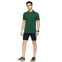 BAZARVILLE Branded Men's Regular Fit Collar T Shirts Plain Solid Design Cotton Blend Polo T Shirt for Boys Without Pocket for Casual wear in Summer  Winter - Bottle Green Colour - Pack of 1-thumb1