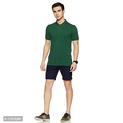 BAZARVILLE Branded Men's Regular Fit Collar T Shirts Plain Solid Design Cotton Blend Polo T Shirt for Boys Without Pocket for Casual wear in Summer  Winter - Bottle Green Colour - Pack of 1-thumb2