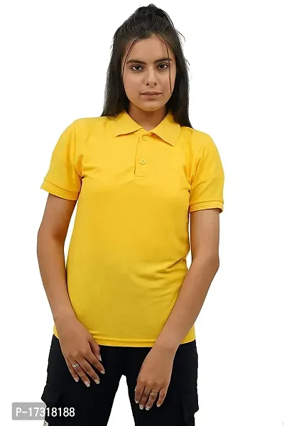 BAZARVILLE Branded Women's Regular Fit Collar T Shirts Plain Solid Design Cotton Blend Polo T Shirt for Girls Without Pocket for Casual wear in Summer  Winter - 17 Colours - Pack of 1